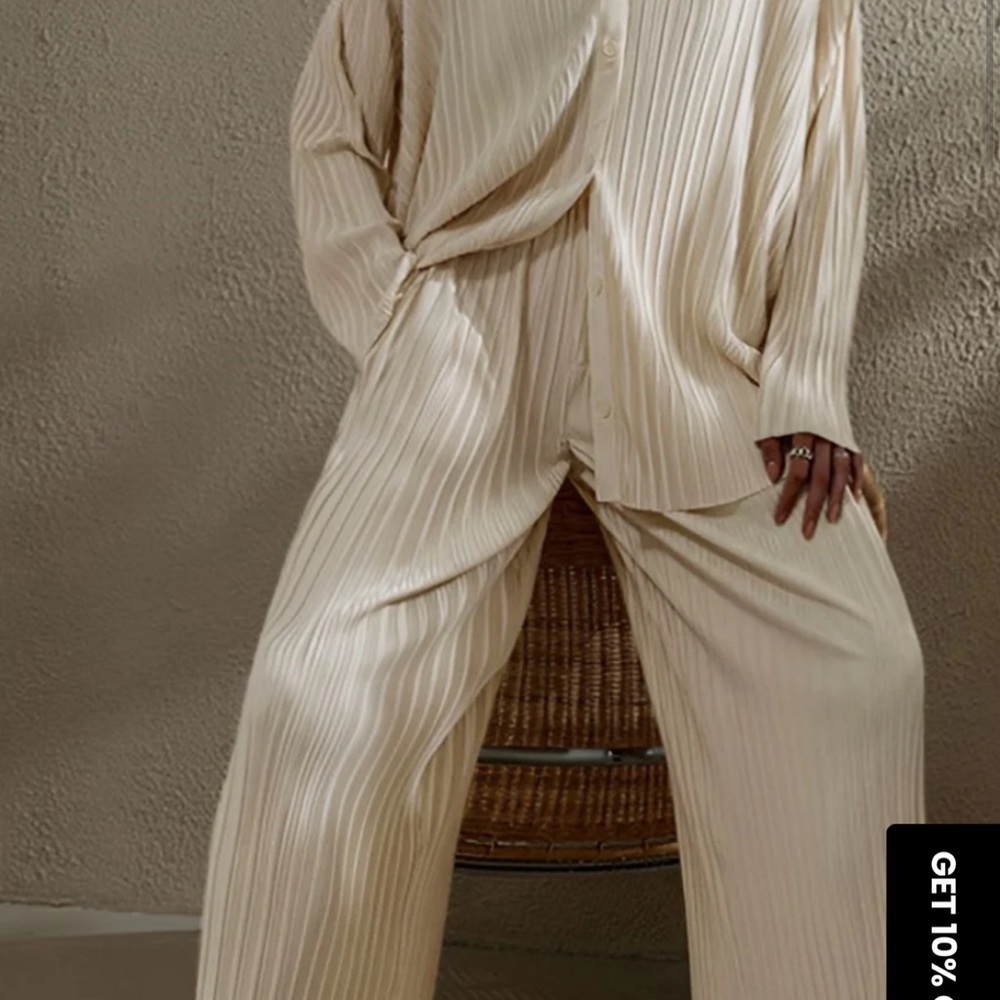 Commense Cream Wide Leg Pants